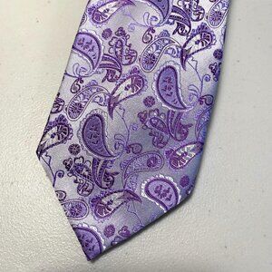 Emilio Ponti Roma Milano Purple Paisley 100% Silk Tie Handmade In Italy